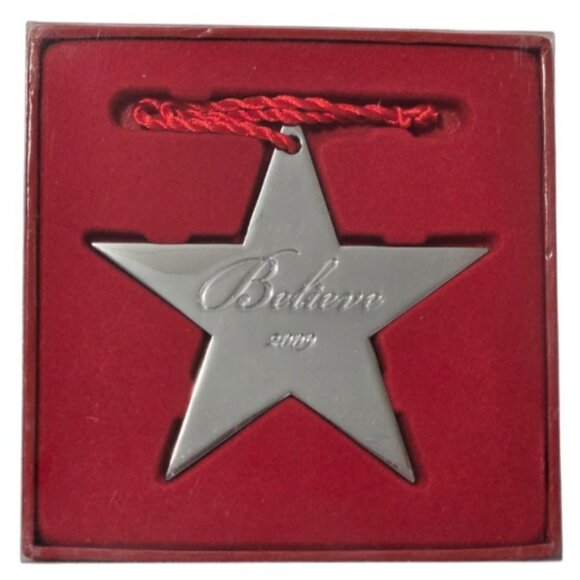 Macy's 2009 Vintage Believe Silver Star Christmas Tree Ornament - New/Sealed - Picture 9 of 10